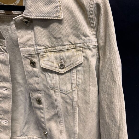 Michael Michael Kors Women's Khaki Denim Trucker Jacket Size Medium New Tags - Picture 13 of 14